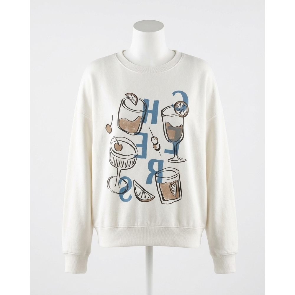 NEW Z SUPPLY cheers sunday sweatshirt in white